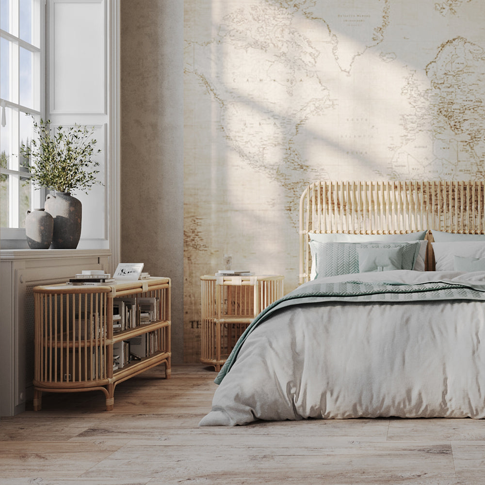 acheter console 140 cm avec etagere en rotin