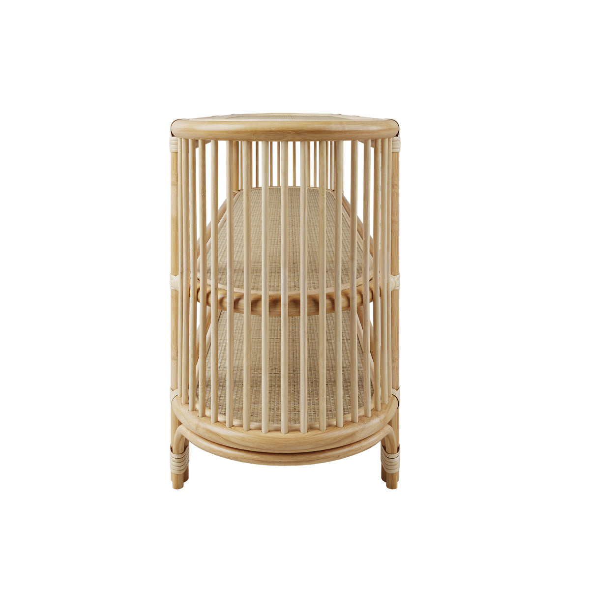acheter console marthe 140 cm en rotin naturel avec etageres