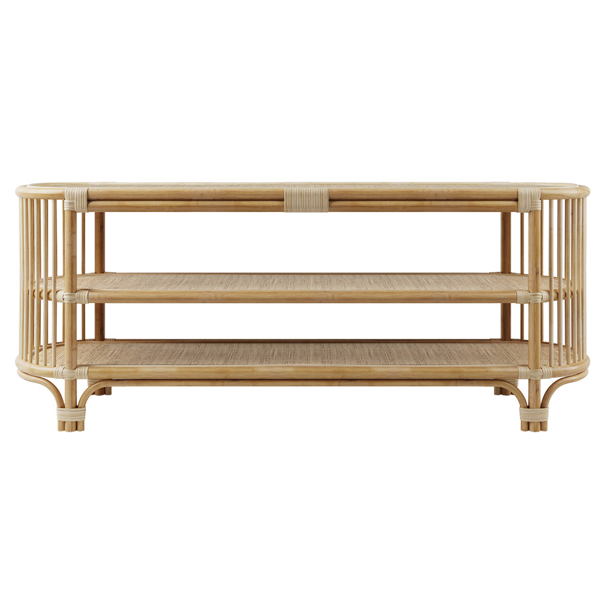 acheter console marthe 140 cm rotin naturel avec etageres