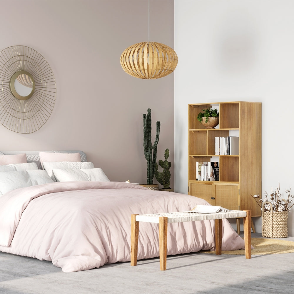 acheter etagere en bois et cannage 2 portes niches