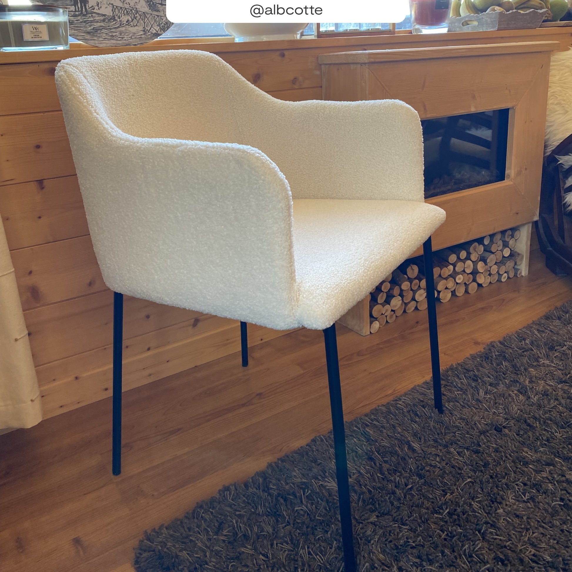 acheter fauteuil blanc bouclette pieds metal