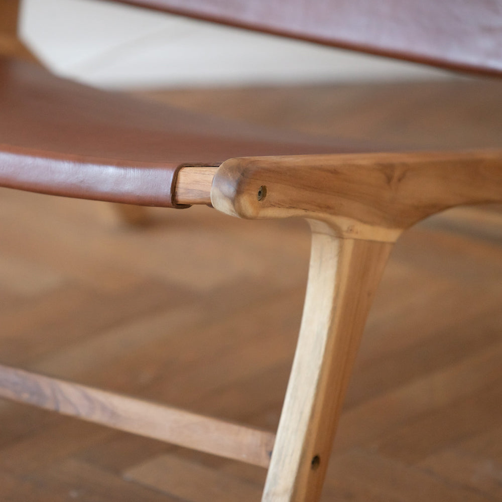 acheter fauteuil confortable en teck cuir lisse