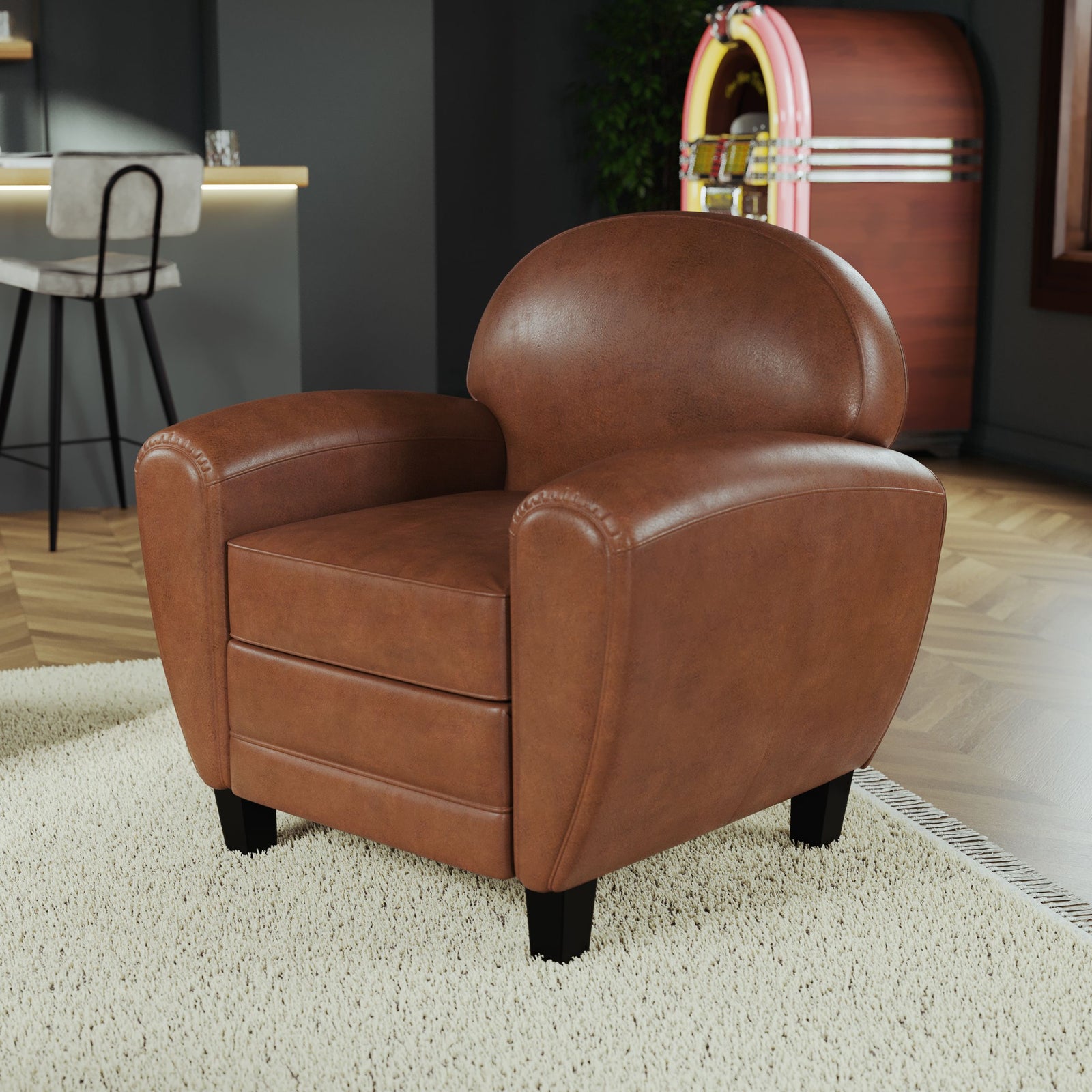 acheter fauteuil en cuir camel club