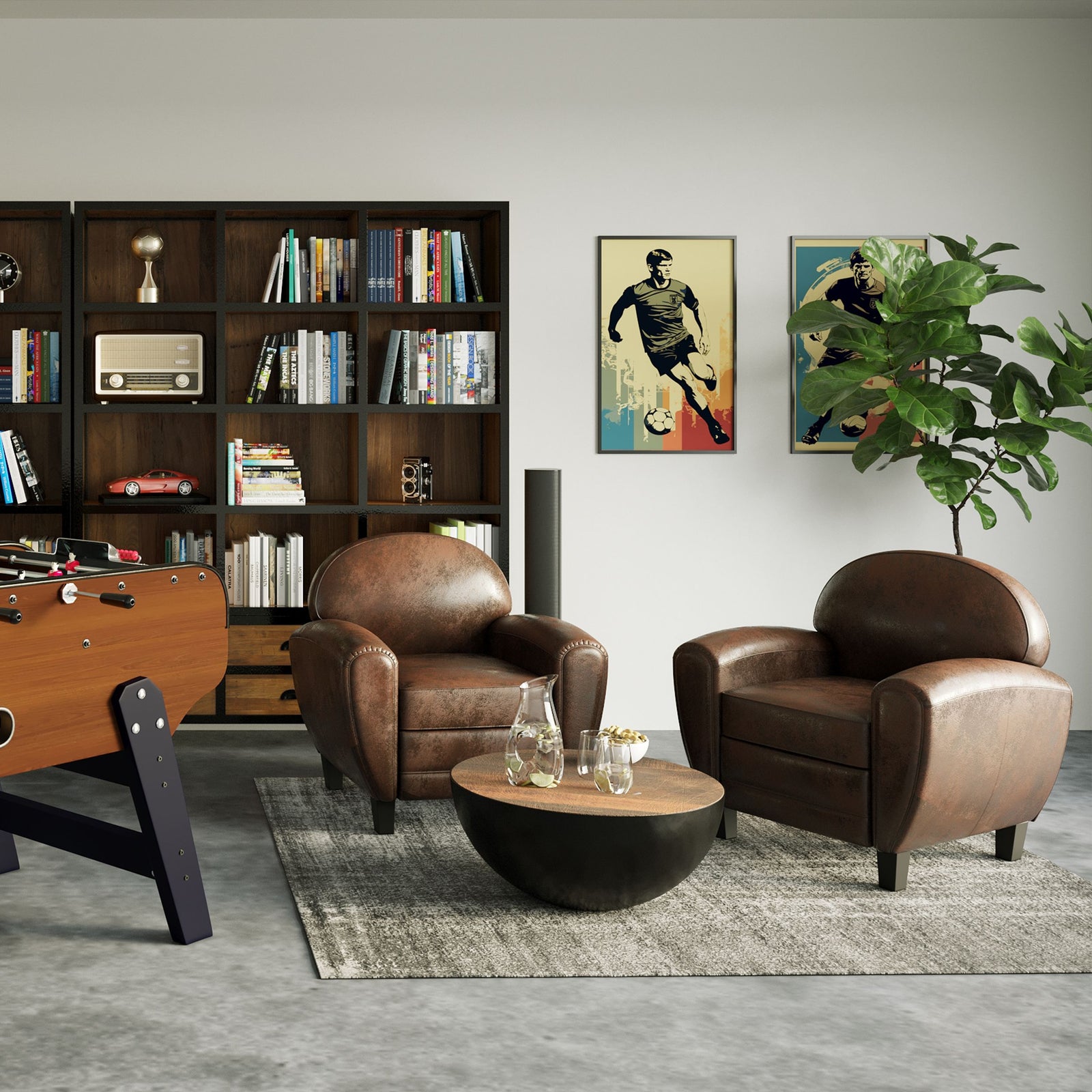 acheter fauteuil en cuir vieilli marron club