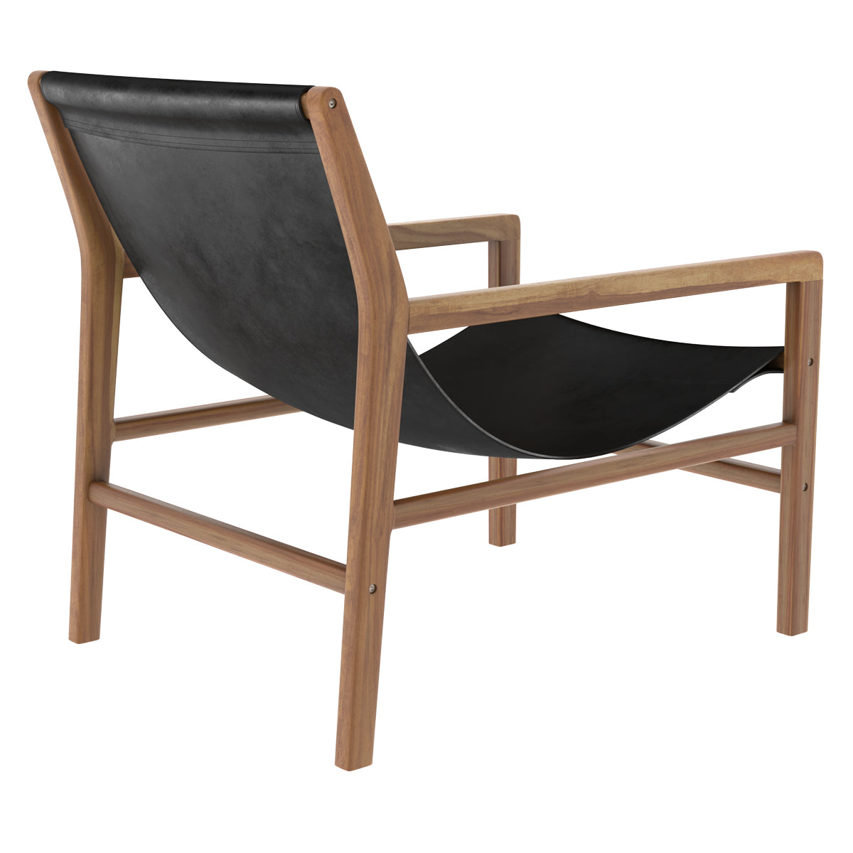 acheter fauteuil lounge en teck et cuir noir apache