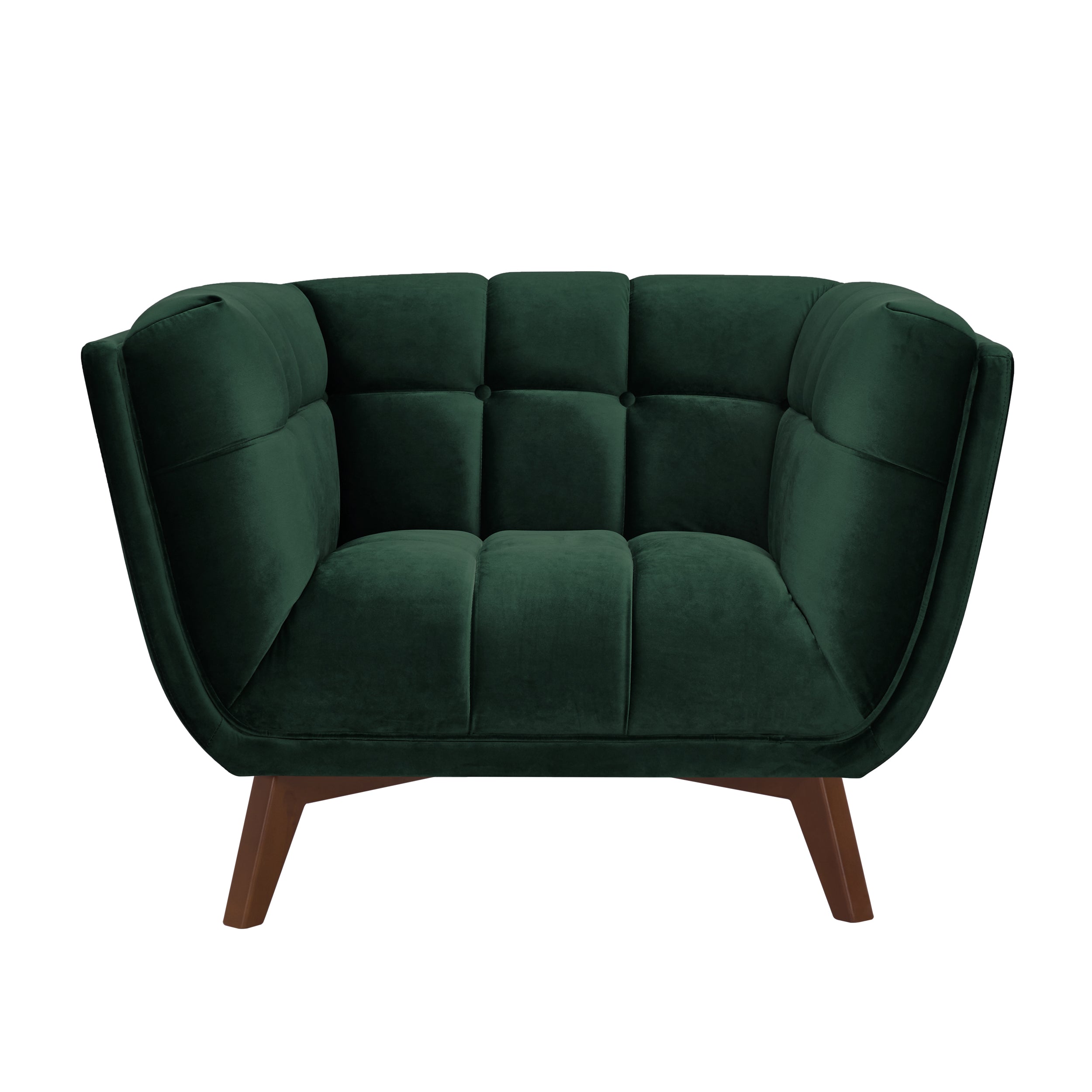 acheter fauteuil vert fonce pieds bois fonce