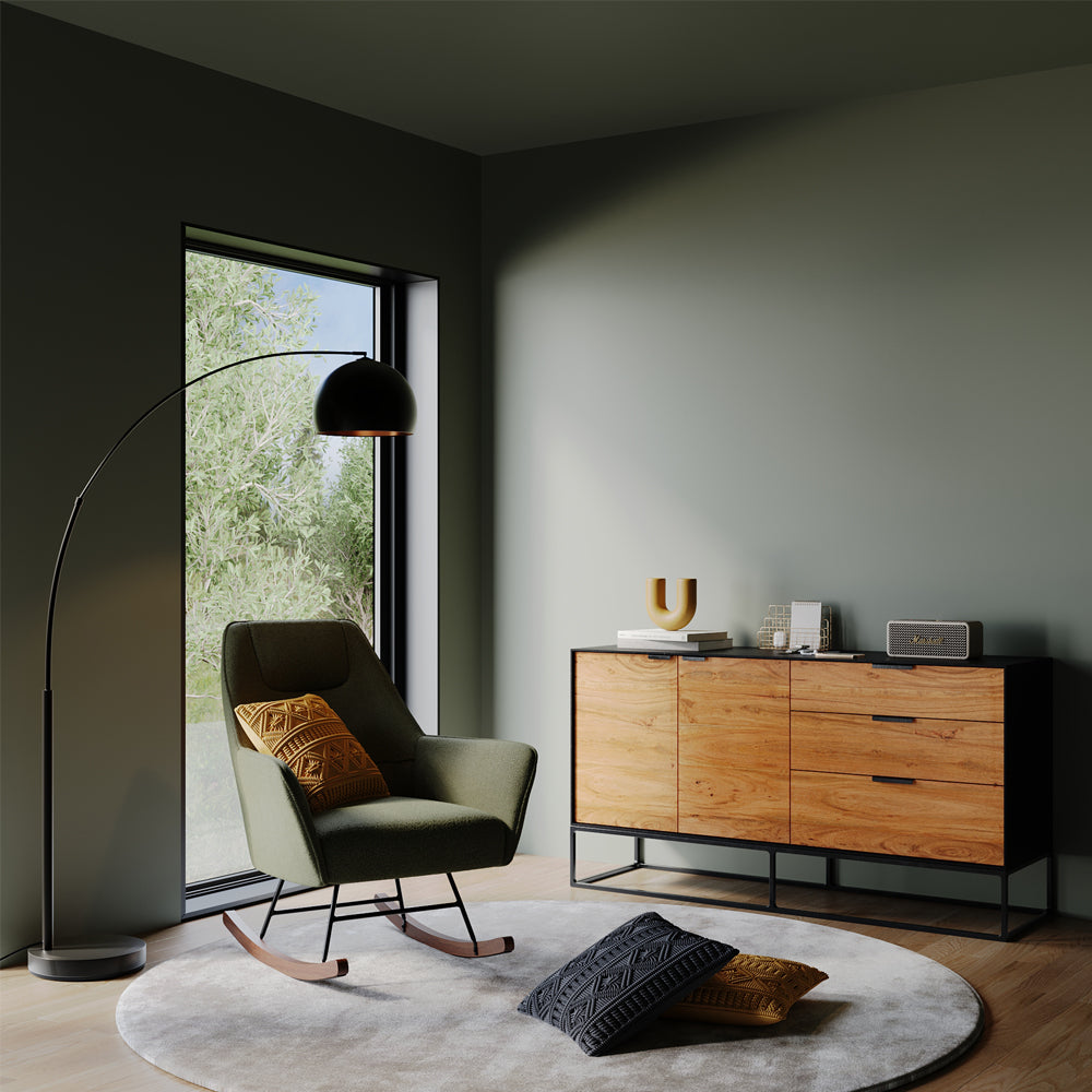 acheter lampadaire metal noir en arc