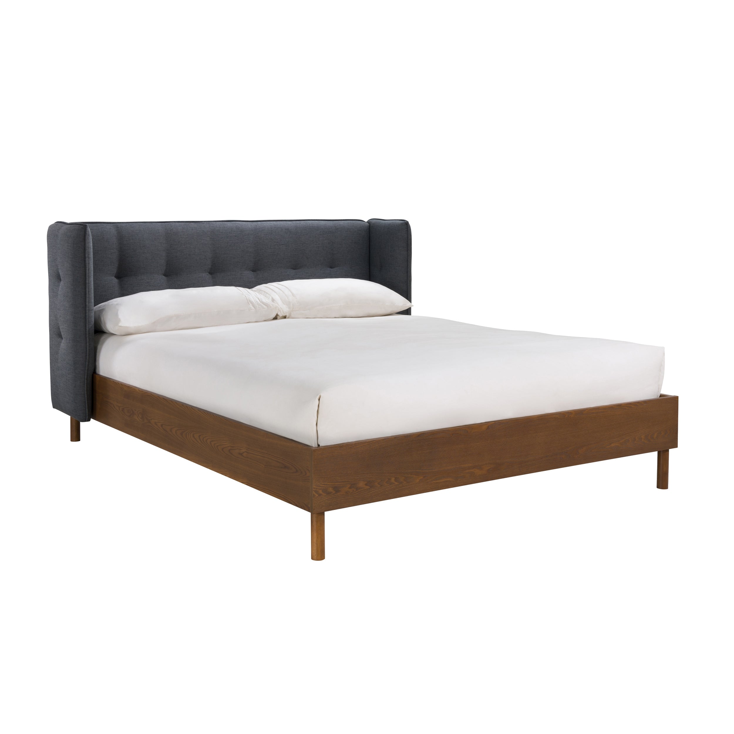 acheter lit 160 x 200 cm gris tissus bois