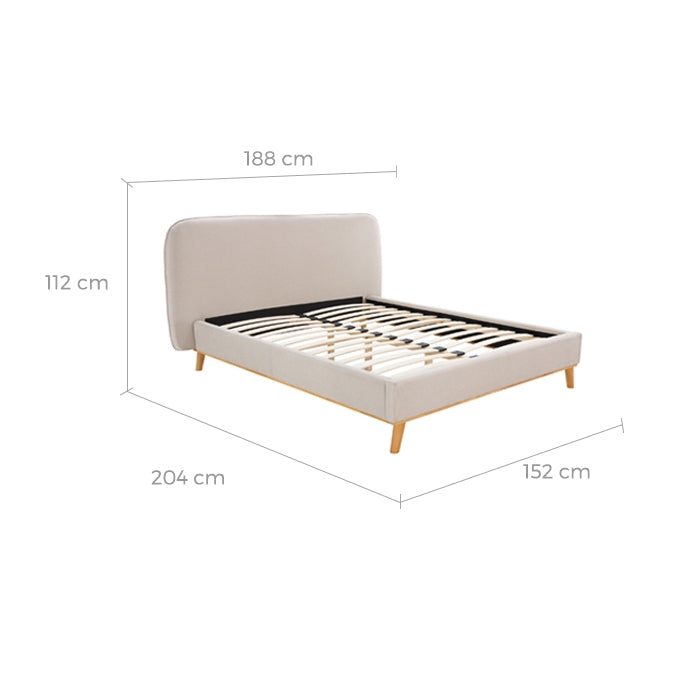 acheter lit 2 places en tissus beige confort