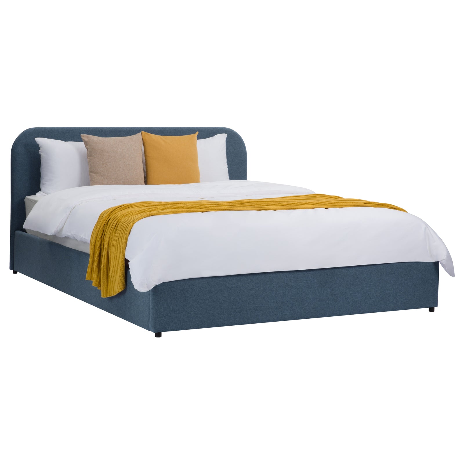 acheter lit coffre tissu bleu