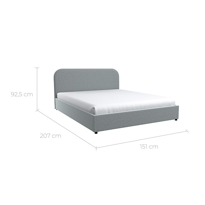 acheter lit double 140 x190 gris