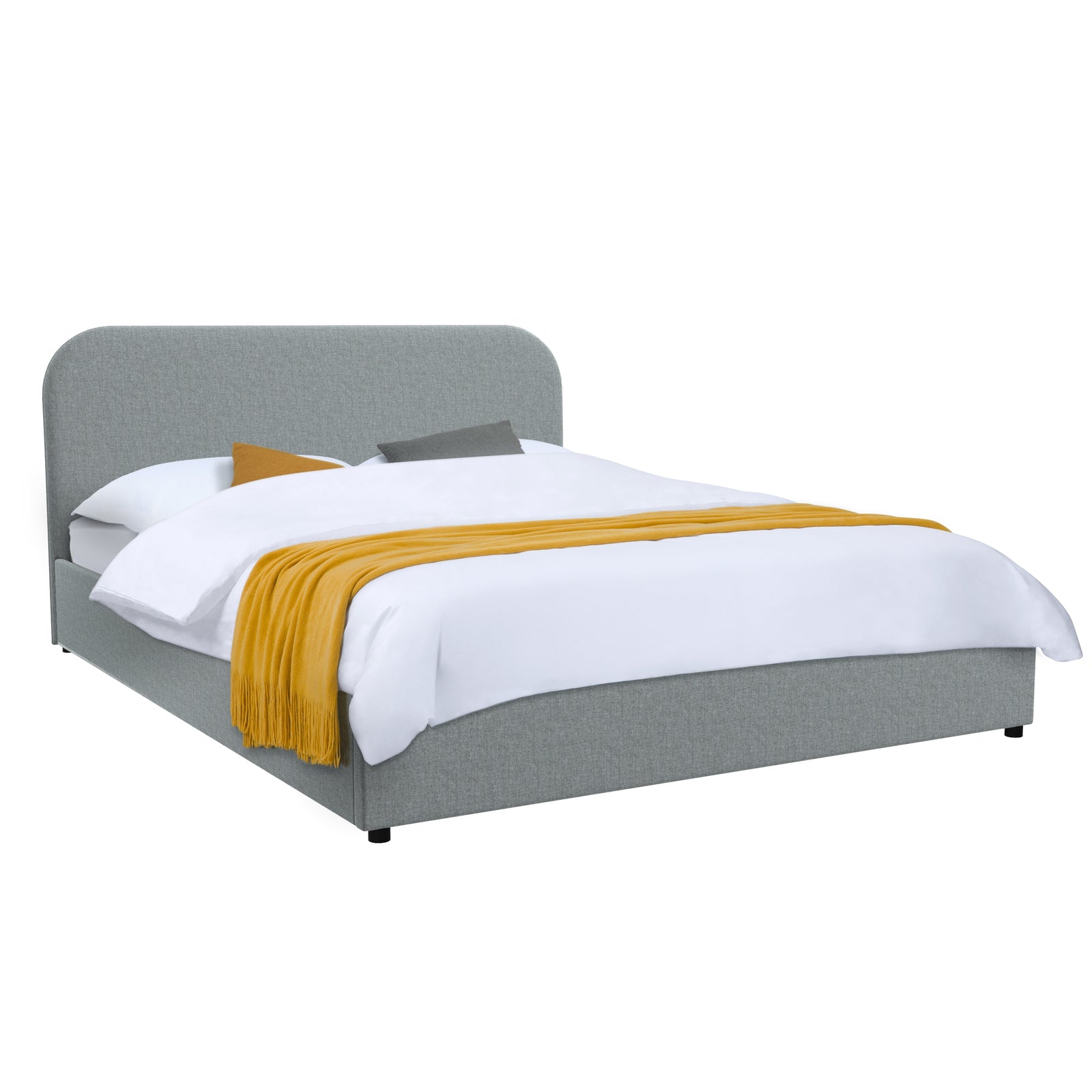 acheter lit double gris tissu