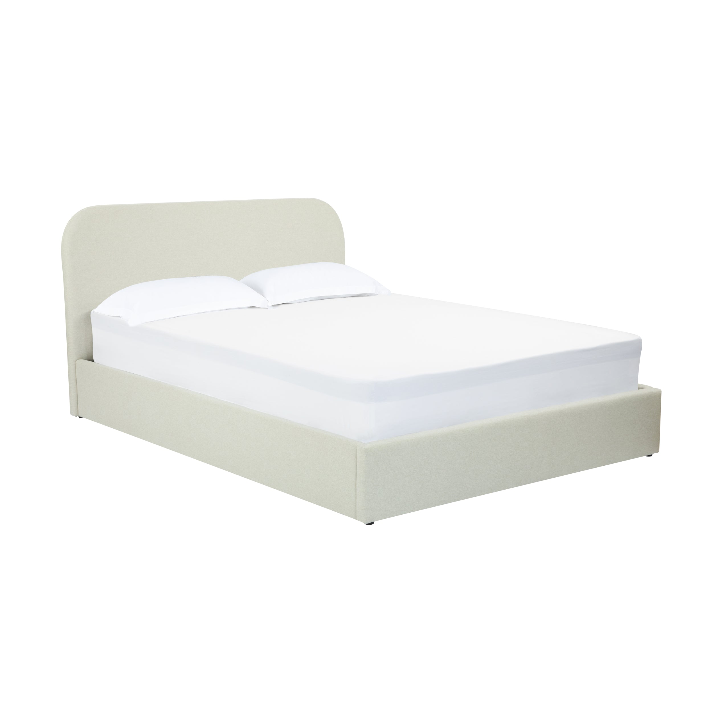 Lit double Tilly avec coffre 160x200 cm en tissu gris/beige