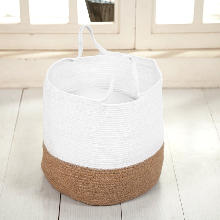 acheter panier en jute blanc et naturel