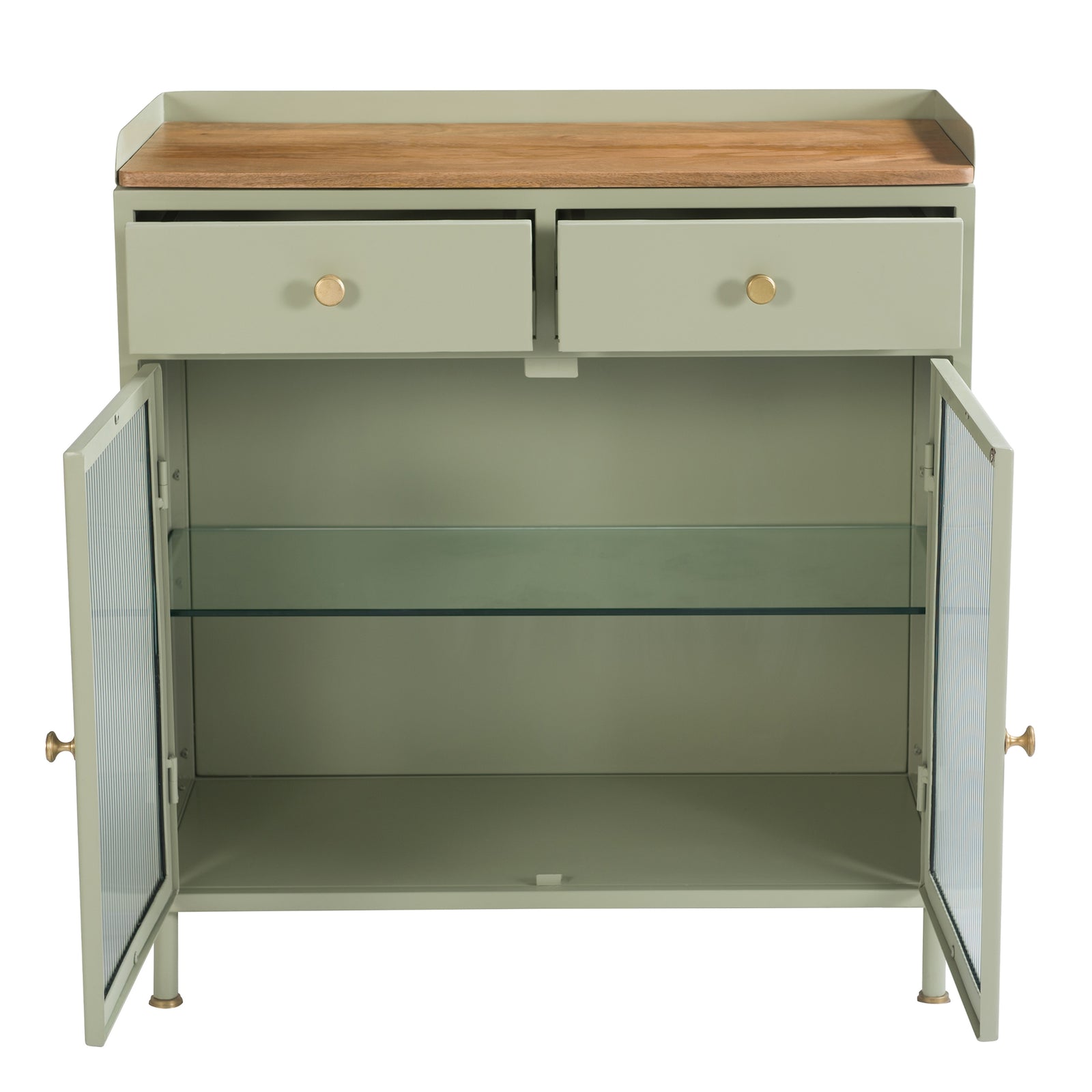 acheter petit buffet en verre bois et metal amande