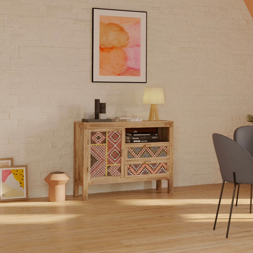 acheter petit buffet multicolore avec une porte 2 tiroirs