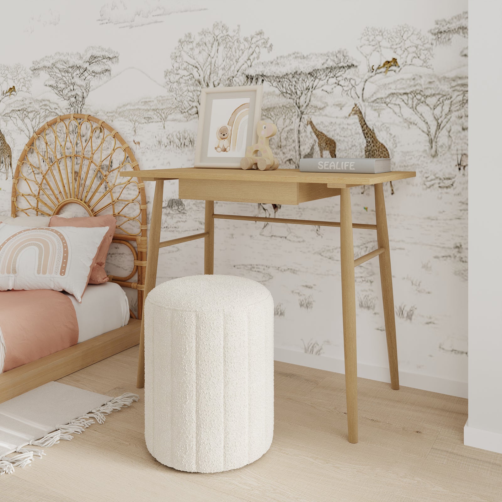 acheter pouf bouclette blanche eva