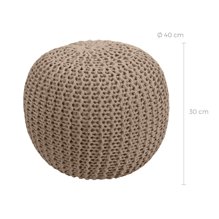 acheter pouf confortable taupe en tricot