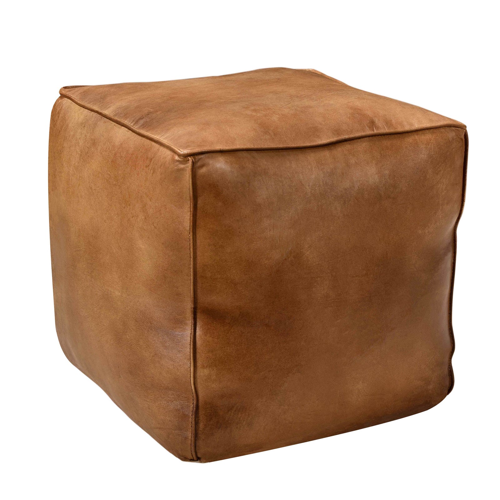 acheter pouf cuir marron