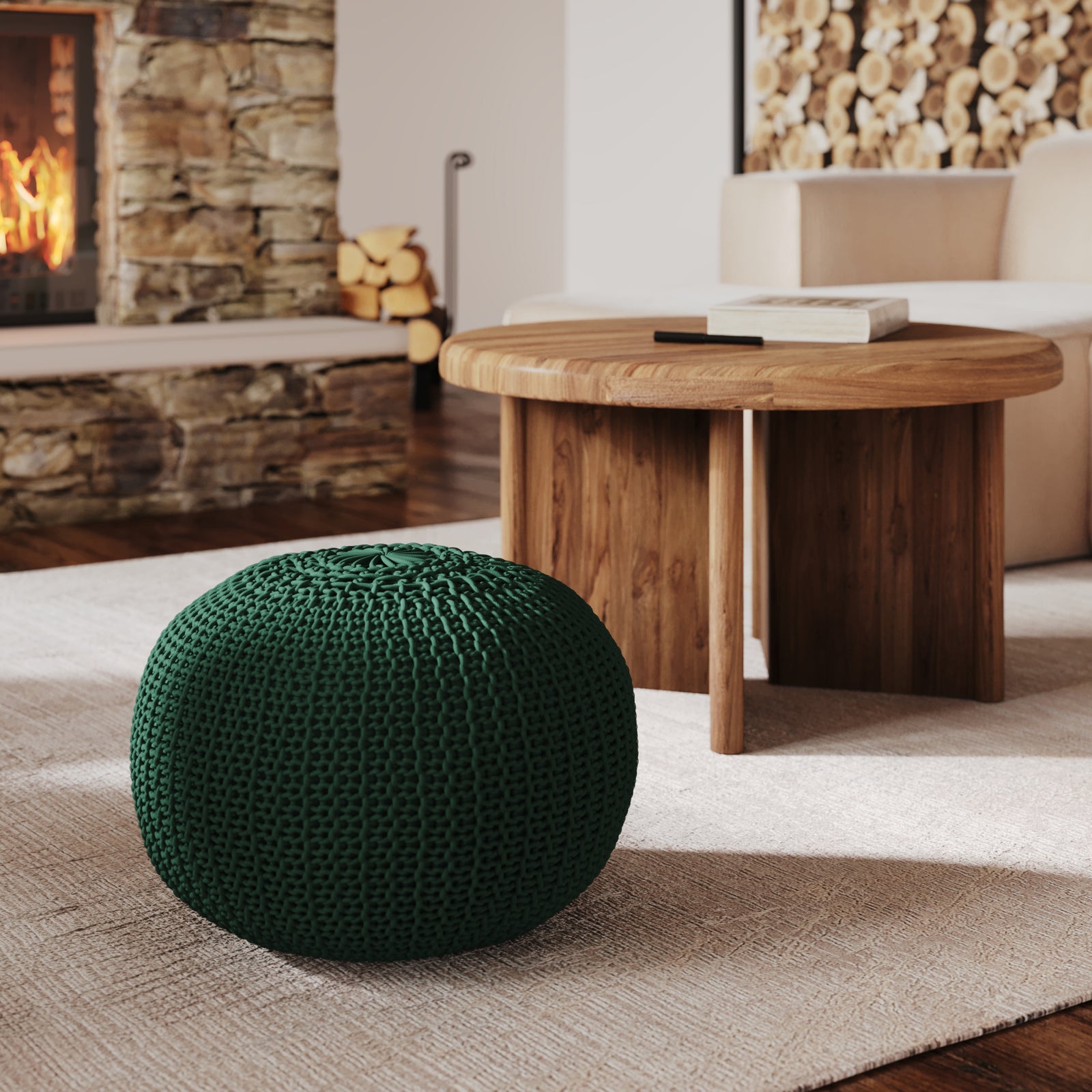 acheter pouf elisa vert sapin