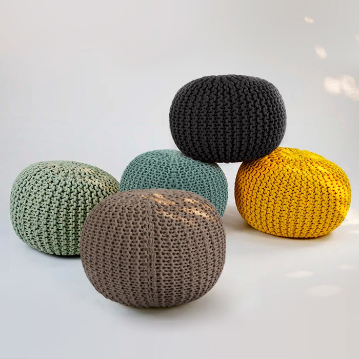 acheter pouf rond en tricot moelleux