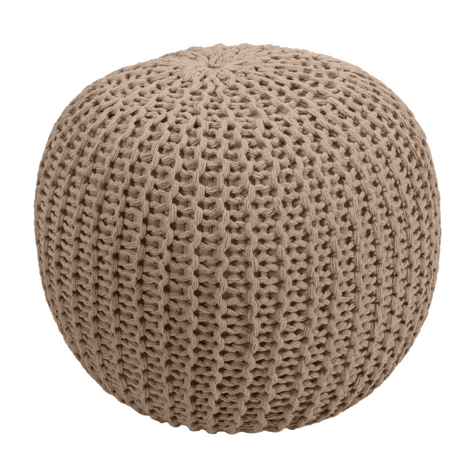 acheter pouf rond taupe en tricot