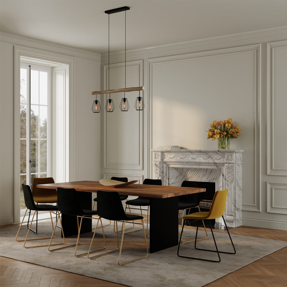 acheter suspension 4 lampes metal bois