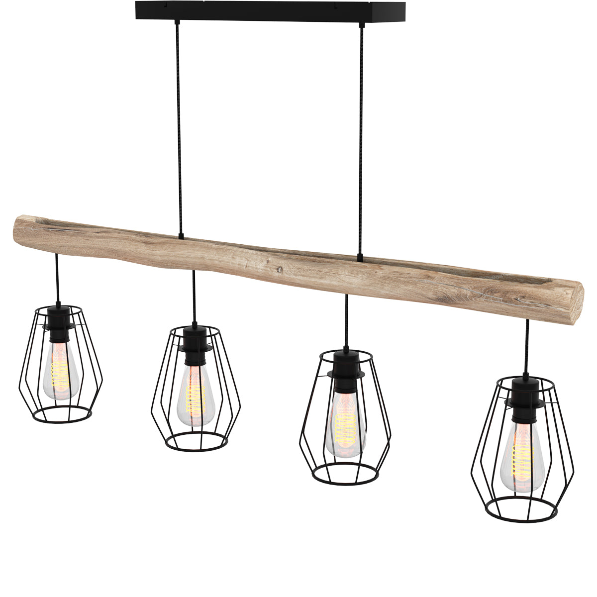 acheter suspension en metal et bois 4 lampes clotilde