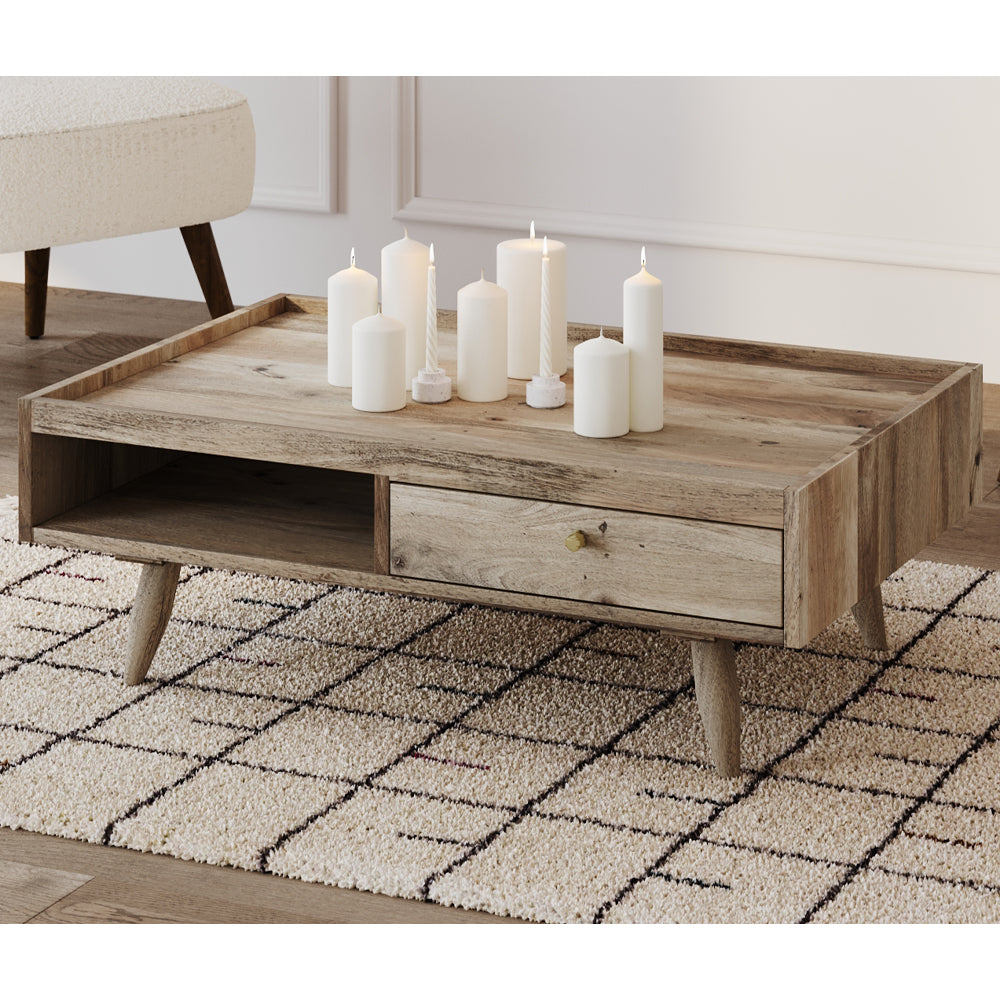 acheter table basse 1 tiroir en bois manguier