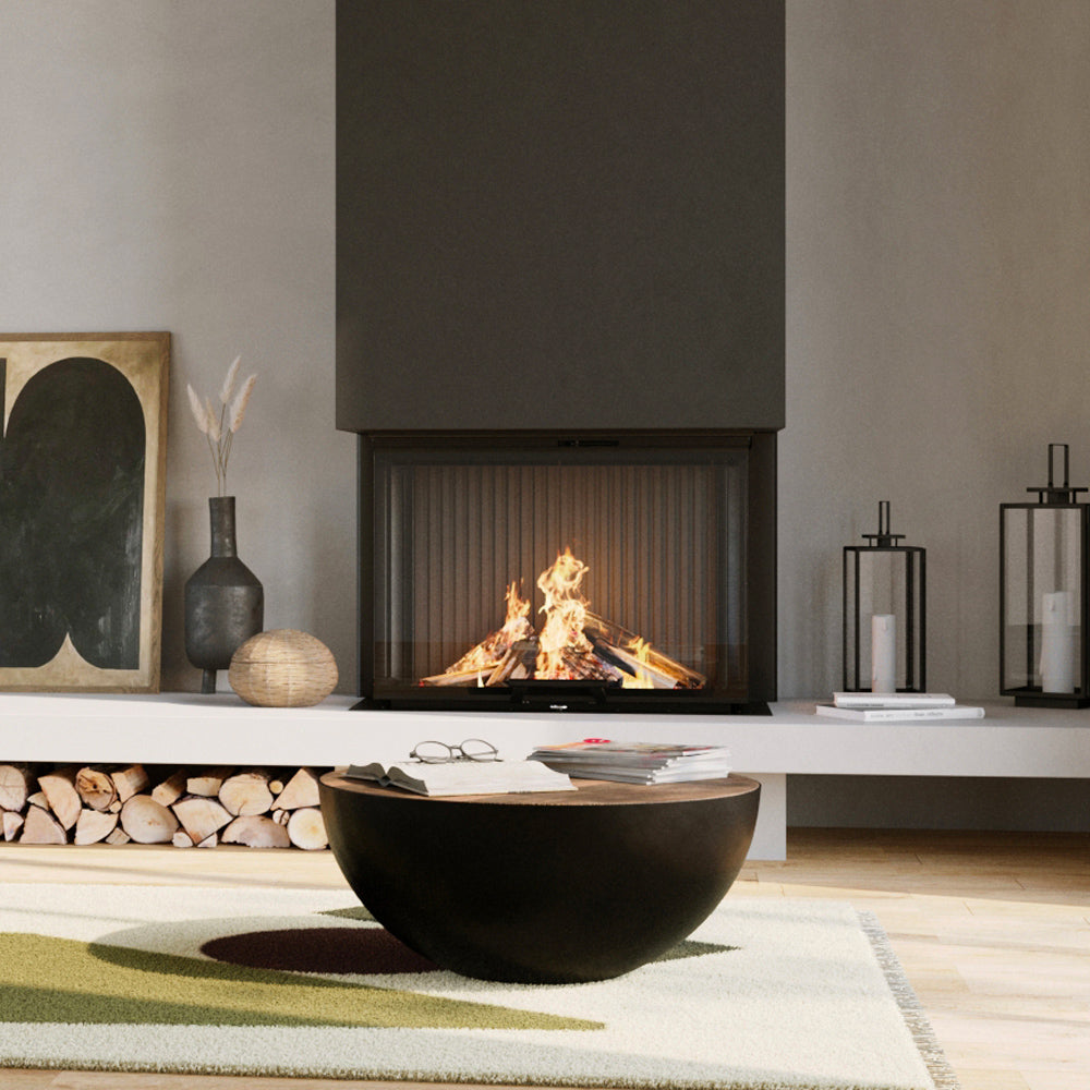 acheter table basse bois et noir ronde