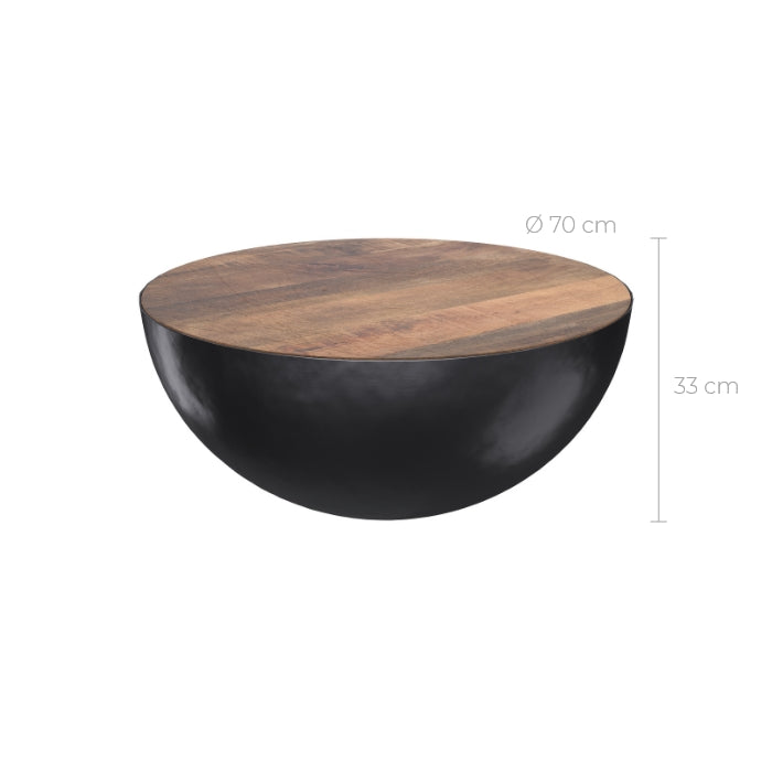 acheter table basse ronde bois de manguier massif m_tal