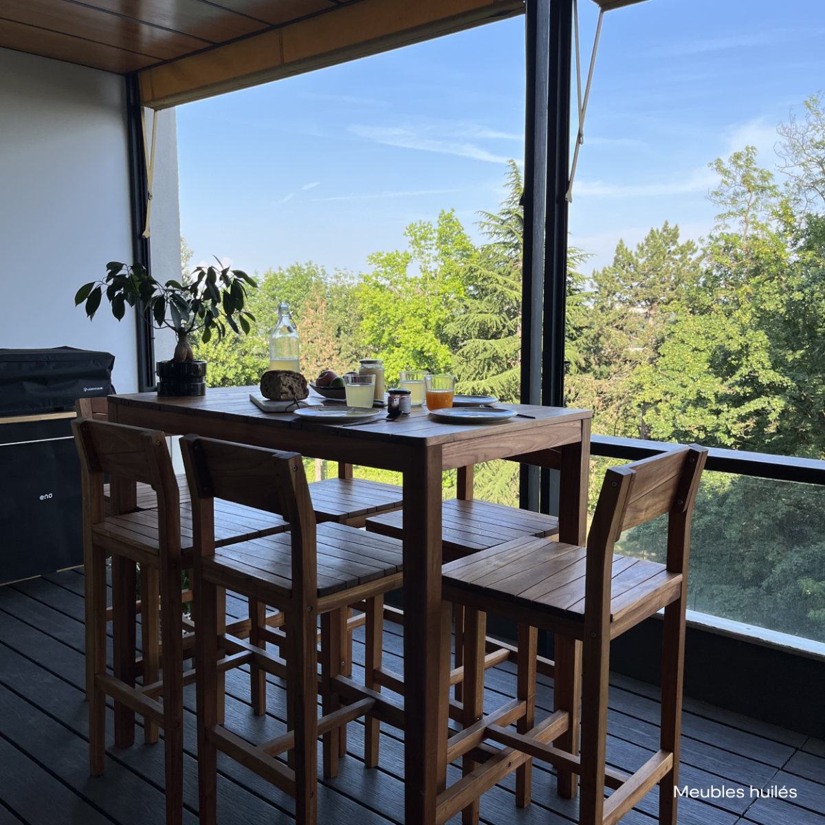acheter table de bar en bois de teck pour exterieur