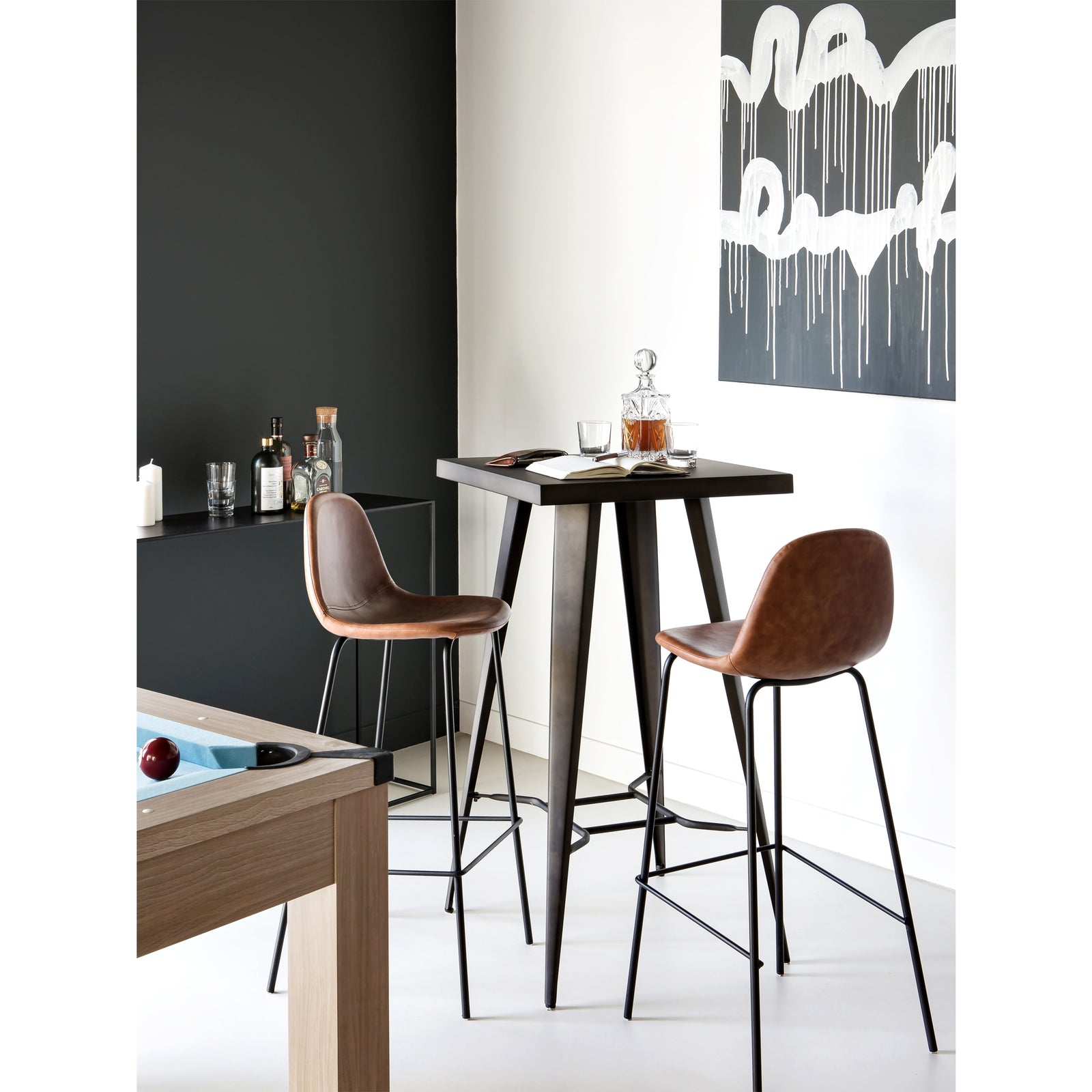 acheter table de bar indus gris metal