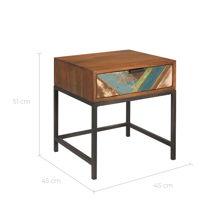 acheter table de chevet 1 tiroir bois metal 