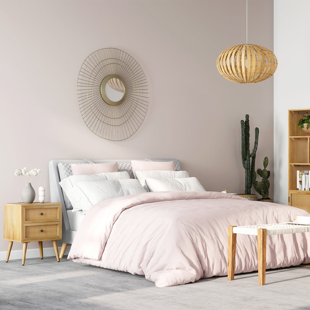 acheter table de chevet 2 tiroirs cannage bois