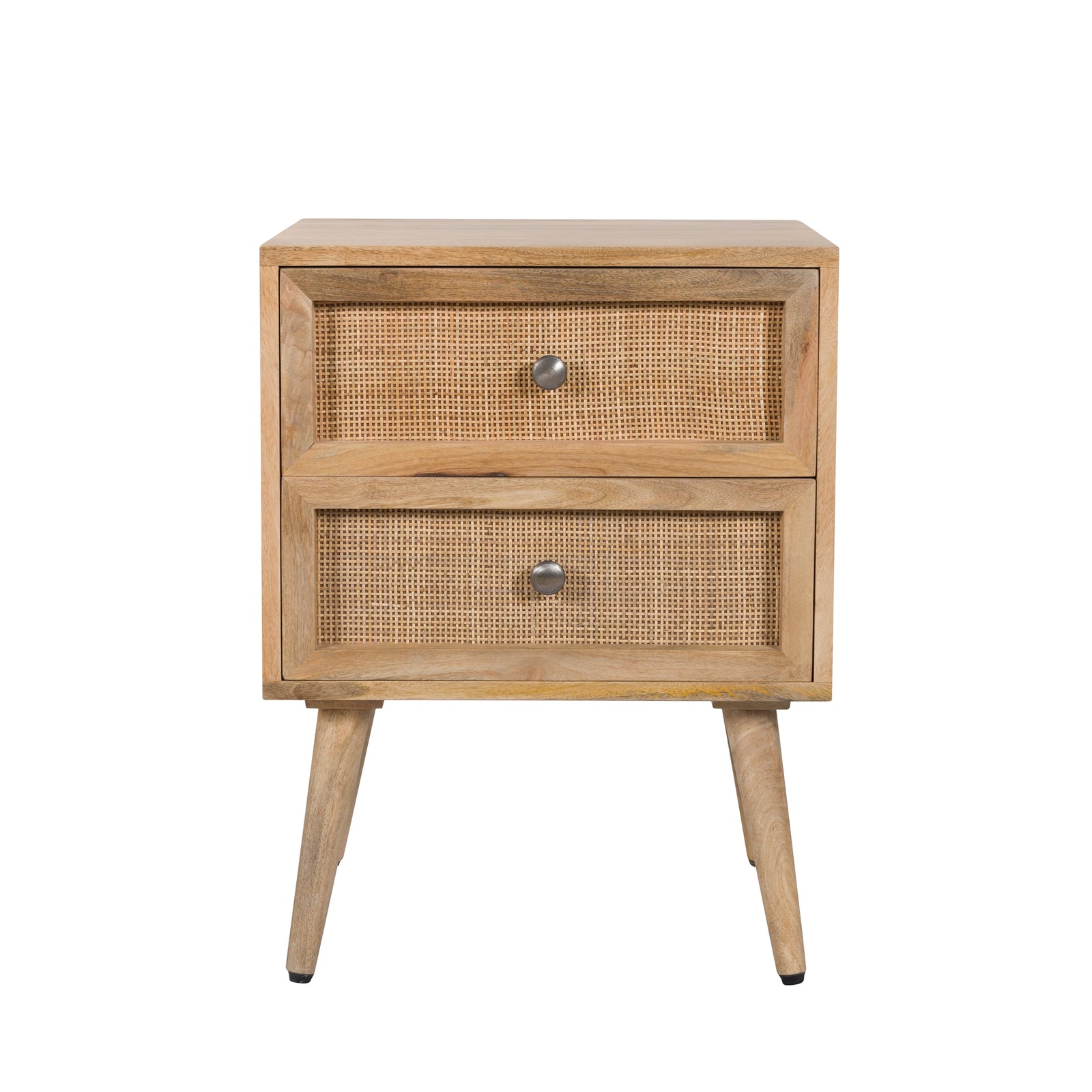 acheter table de chevet en bois de manguier et cannage