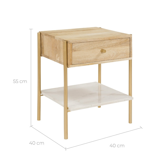 acheter table de chevet en bois et marbre
