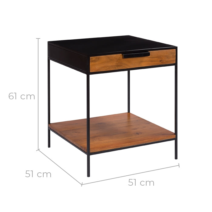 acheter table de chevet en bois et metal