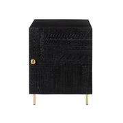 acheter table de chevet en bois noir martele