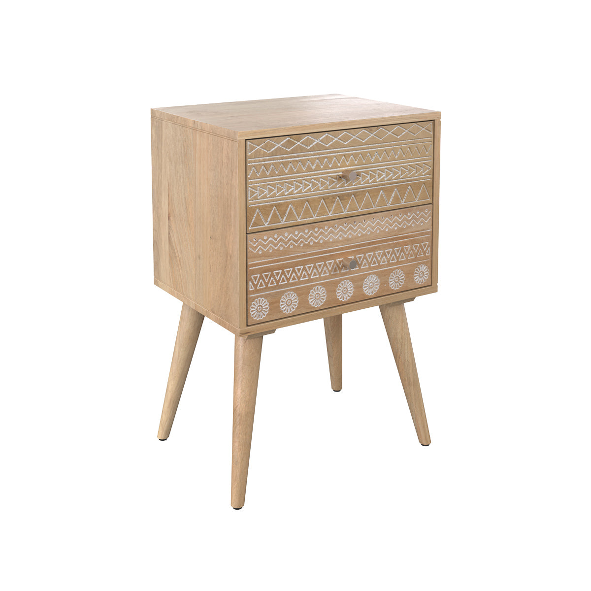 acheter table de chevet ethnique gravee