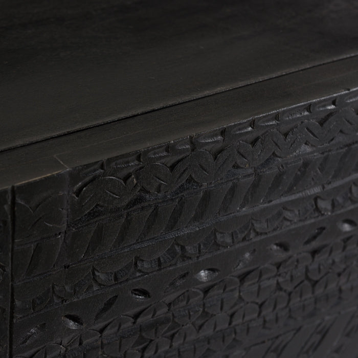 acheter table de chevet ethnique noire en bois