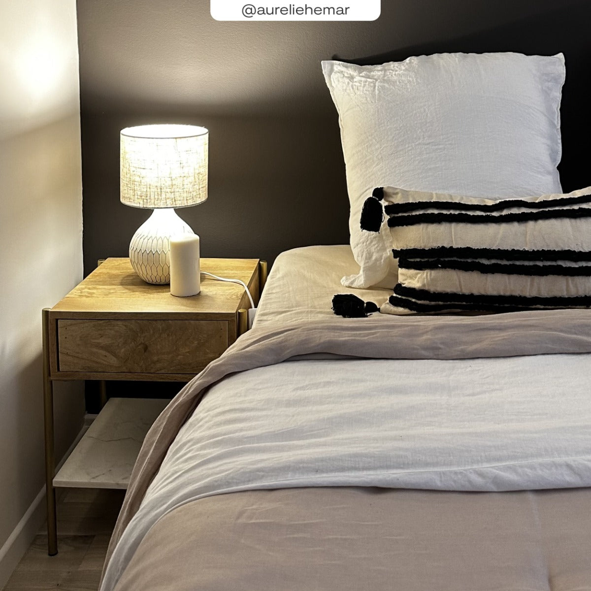 acheter table de chevet marbre et bois clair