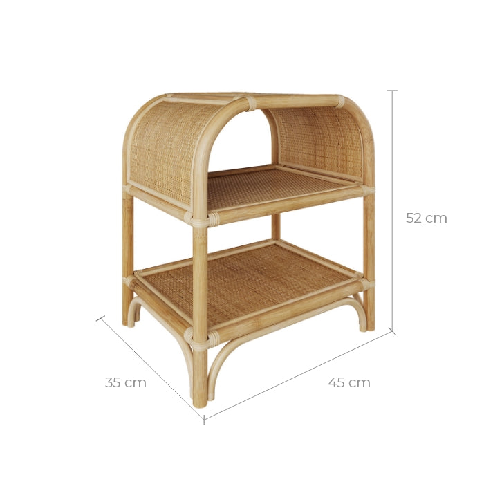 acheter table de chevet marthe avec etagere en rotin