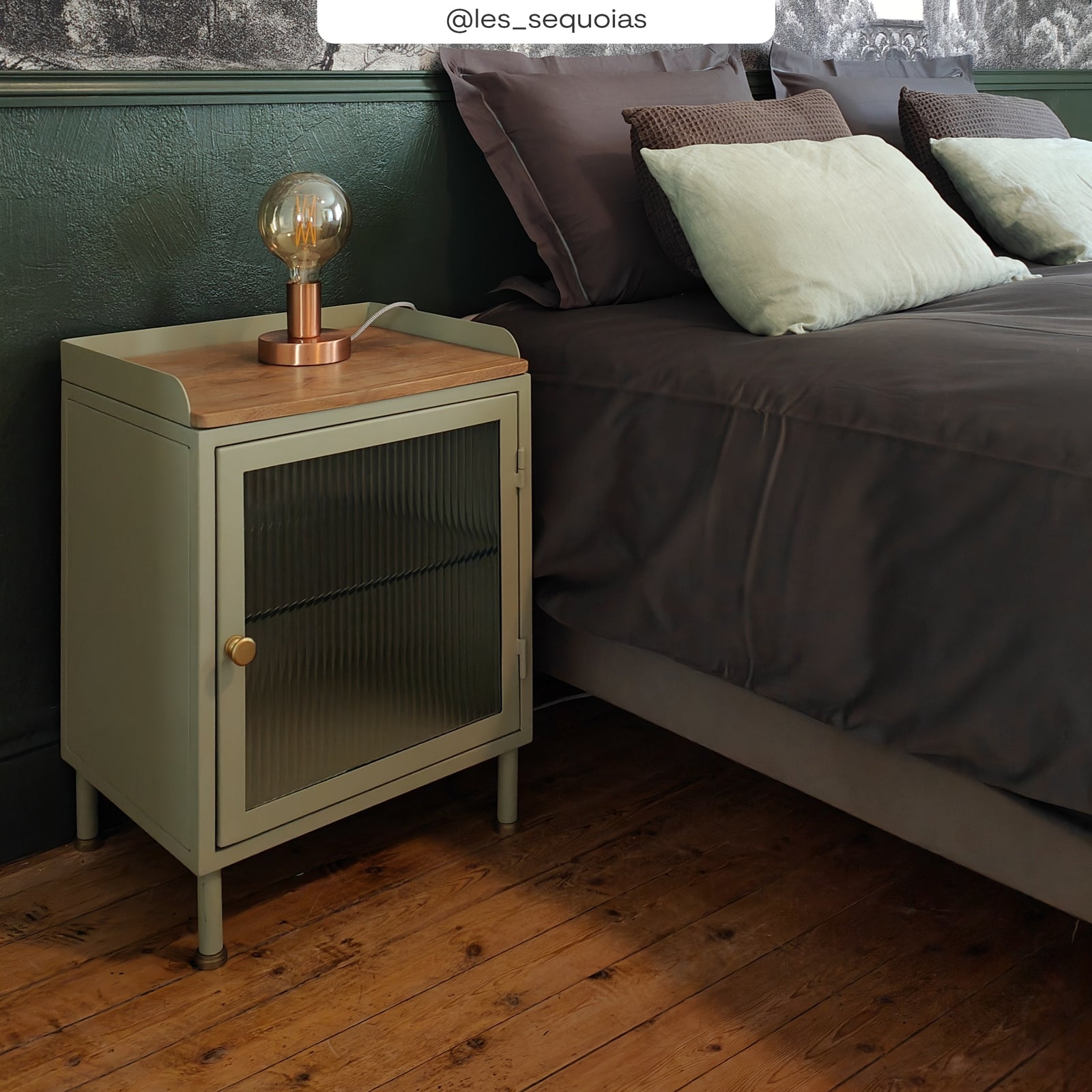 acheter table de chevet verte avec 1 porte