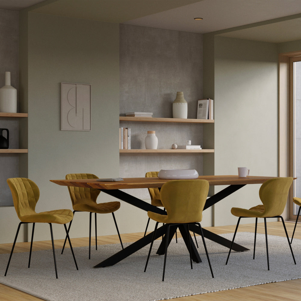 acheter table rectangulaire en bois de suar et pieds en metal