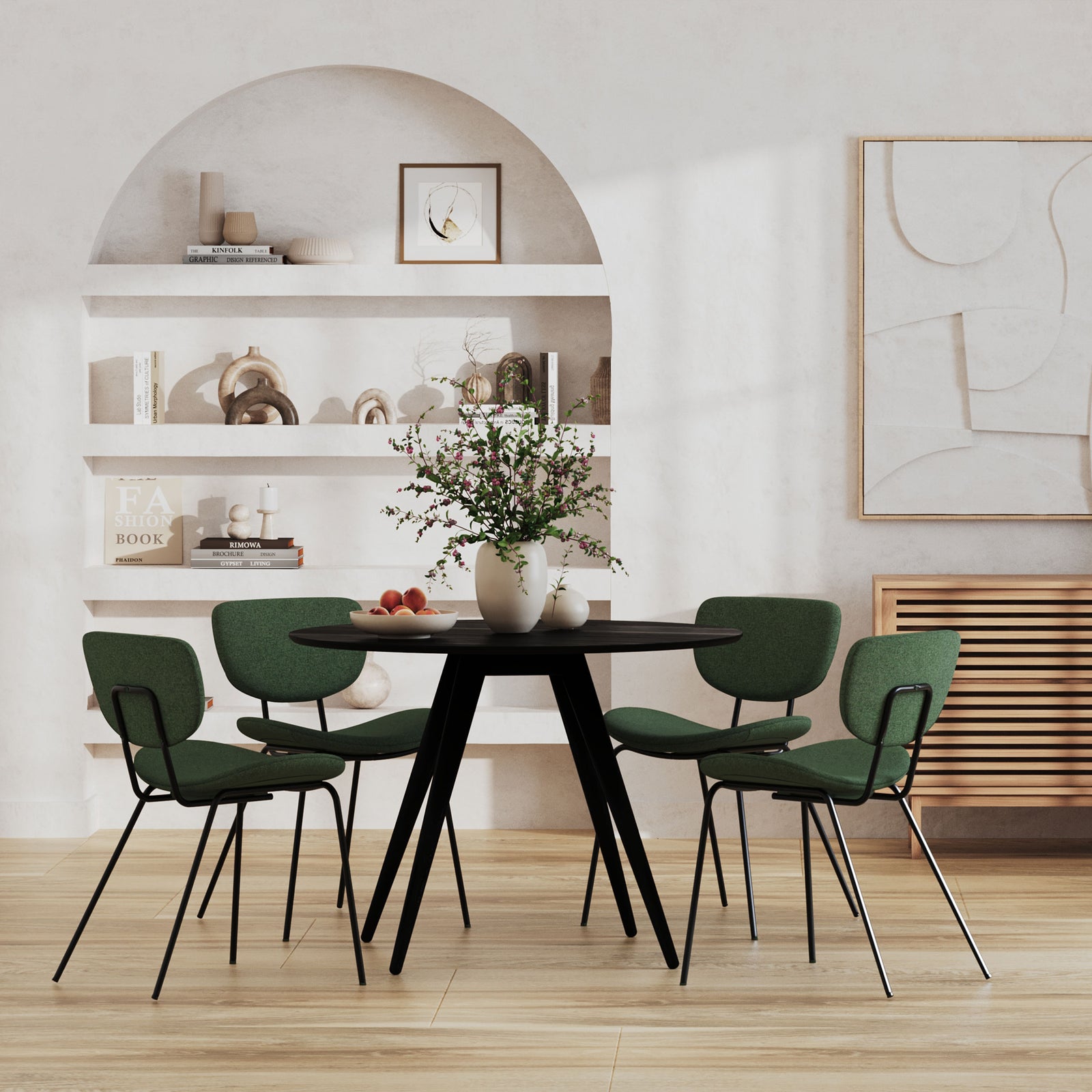 acheter table ronde noire liwa 4 personnes