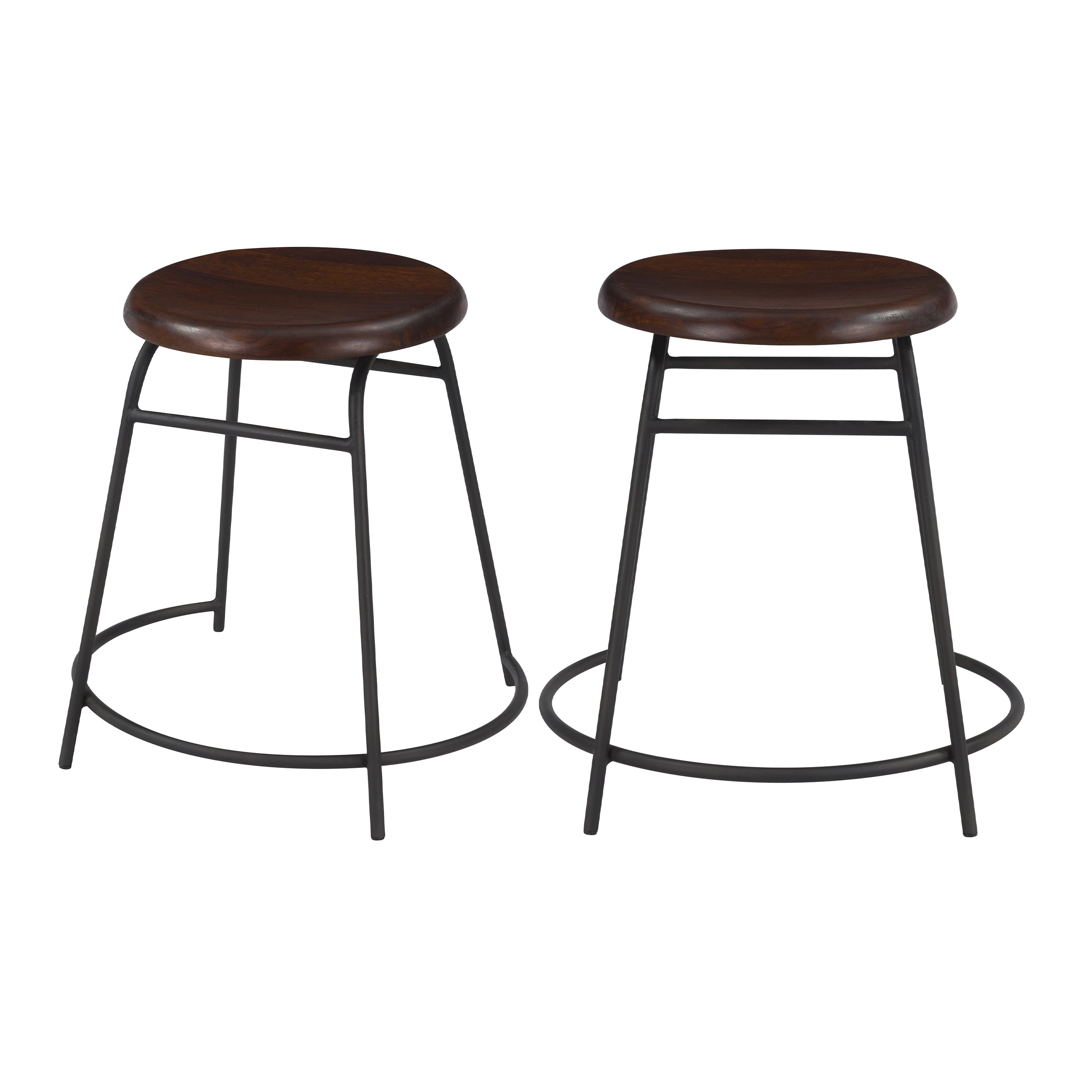 acheter tabouret bas en bois et metal lot de 2