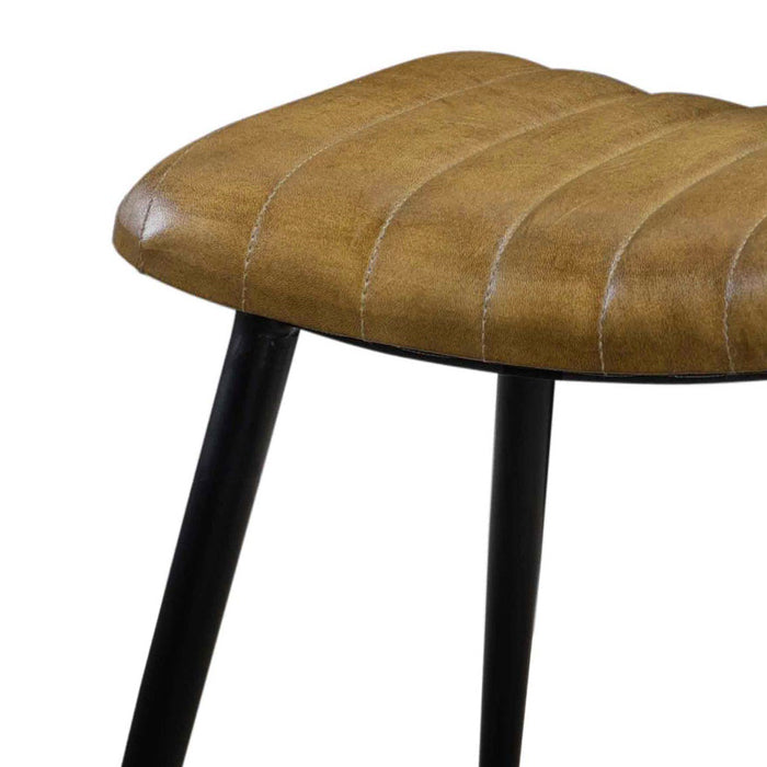 acheter tabouret cuir matelasse et pieds en metal bidar