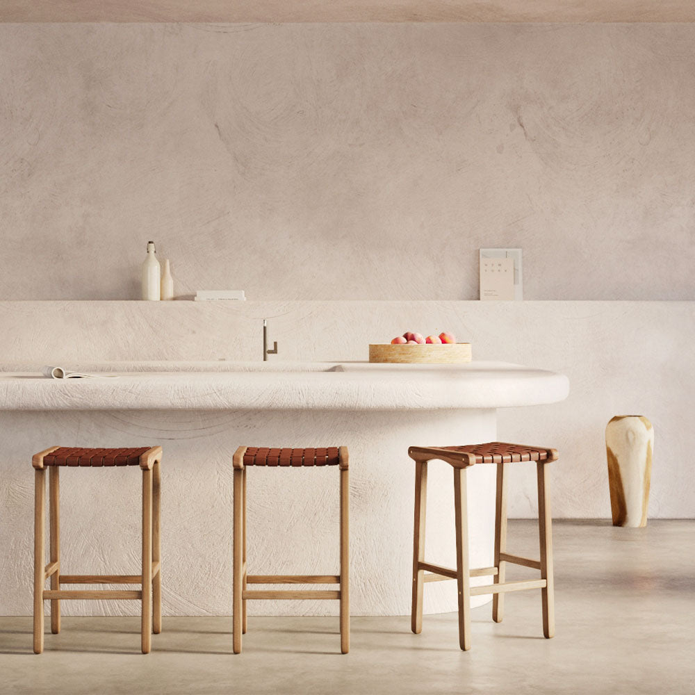 acheter tabouret de bar 66 cm cuir tresse