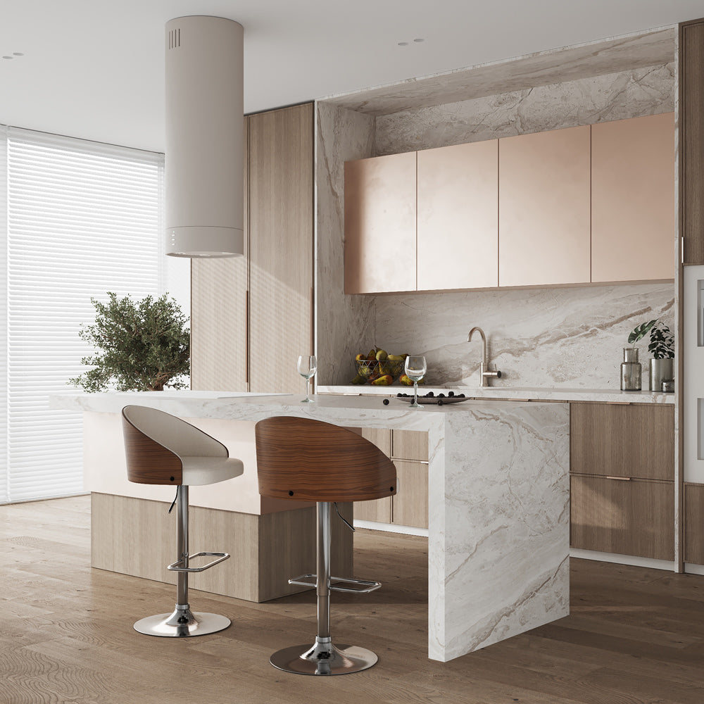 acheter tabouret de bar beige tissu bois